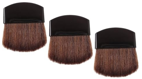 WRITWAA Mini Brochas de Maquillaje 3 Piezas con Mango Corto, Cerdas Suaves para Polvos y Rubor, Pinceles Cosméticos Portátiles para Maquillaje Facial y Retoques en Viaje