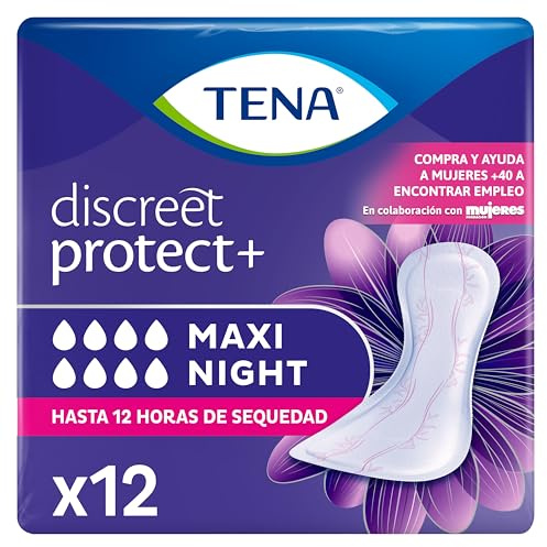 Tena Compresas Discreet Maxi Noche, 12 Unidades