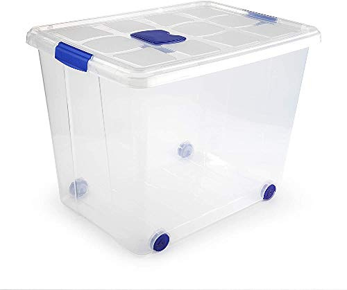 PLASTIC FORTE, Caja de almacenamiento, Multicolor, 86 litros, con ruedas