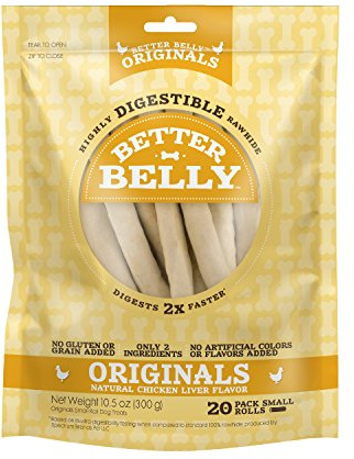 Better Belly Chicken Liver Small Rawhide Rolls, 20-Count
