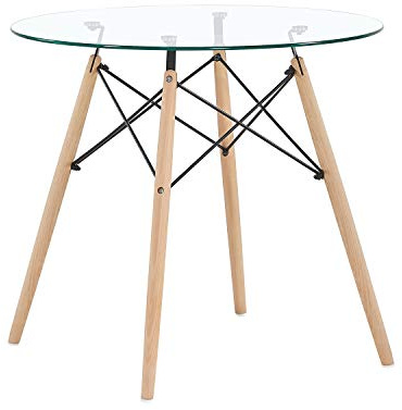 IPOTIUS Esstisch Rund 80cm Glastisch Esszimmertisch Küchentisch Couchtisch Skandinavisch Tisch für 2 4 Personen