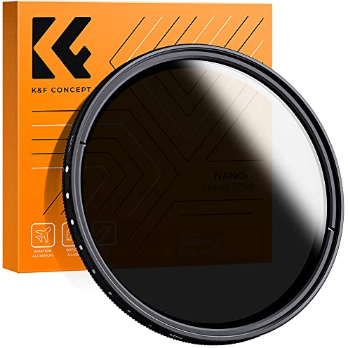 K&F CONCEPT 82mm ND Filter Variabler Graufilter ND2-ND400 (1-9 Blendenstufen) mit DREI Reinigungstücher für Landschaftsfotografie（Nano-Basic Serie）
