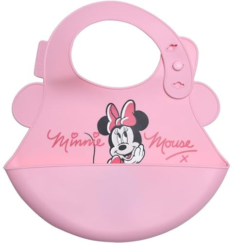 Ellepi Babero de silicona con bolsillo para recién nacido Disney Minnie Mouse, Minnie, Talla única
