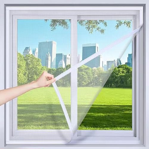 50x100cm Mosquiteras para Ventanas, Mosquitera Ventana Corredera Malla Fina Lavable Ajustable, Malla Antimosquitos con Cintas Adhesivas sin Taladrar