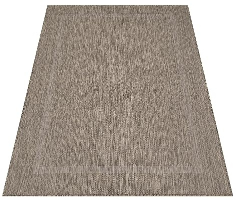 Stilvoll Günstig by ELMM Teppich Outdoor Balkon Garten Außenbereich Braun 80 x 150 Unicolor - Einfarbig Kurzflor
