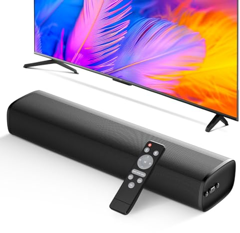 Soundbar for TV, 56W Speakers with Bluetooth 5.3/ARC/Optical/AUX Inputs – Wall Mountable Home Theater Surround Sound System Small Sound Bar for PC/Gaming/Projectors with 3 EQ Modes