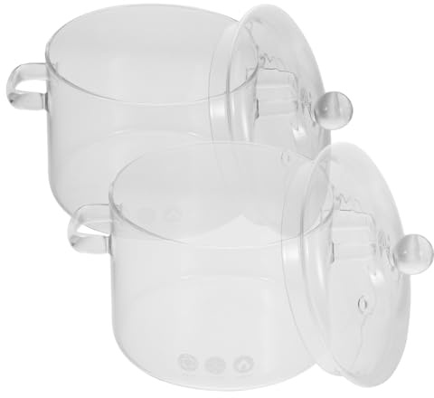 ELAYARD Pentola Per Stufati in Vetro Borosilicato 1900ml Resistente Al Calore Con Doppio Manico e Coperchio, Pentola Per Stufato Di Cibo Casa Cucina, Set Da 2 Pezzi Per Cottura Lenta e Versatile