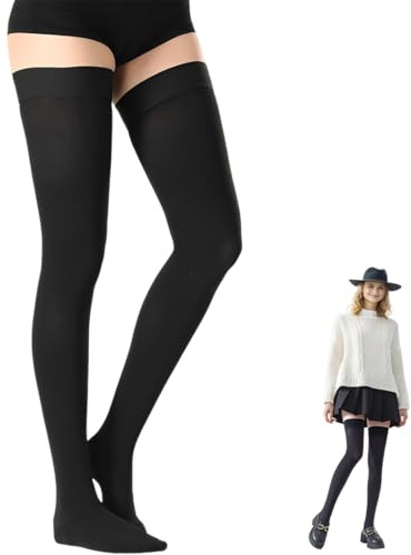 UIEXAY Calcetines altos hasta la rodilla para mujer, 2 pares de calcetines para mujer, Calcetines térmicos por encima de la rodilla, altos hasta el muslo