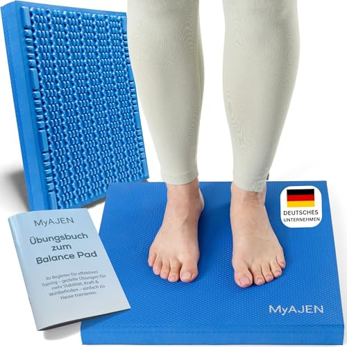 MyAJEN Balance Pad – 2-in-1 Balance Kissen mit Noppen & glatter Seite – Rutschfestes Gleichgewichtskissen für Fitness Yoga & Core Training – Ergonomisches Stehen im Home Office & Fußmassage Effekt