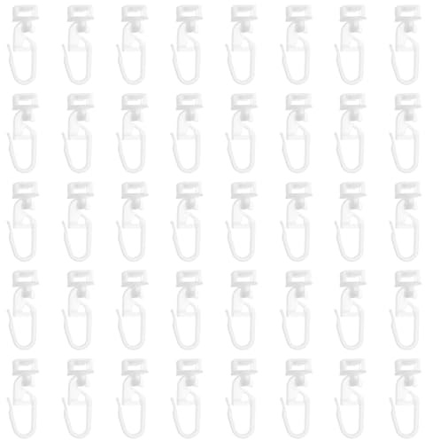 40Pcs White Plastic Curtain Hooks: 34mm Compatible with Swift Motorhome Caravan Camper Van Curtain Track Glider Hooks