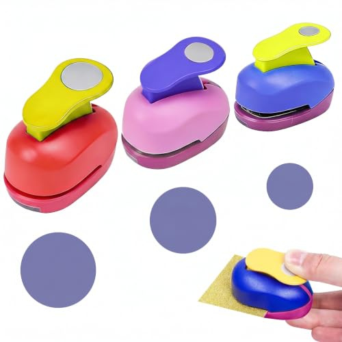 Circle Cutter Punch Set, 3 Pack Paper Punches for Crafts Handmade Scrapbook Paper Puncher Round Hole Puncher for DIY Projects Scrapbooking Card Making (25mm, 15mm, 10mm)