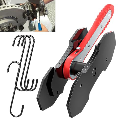 Bromsoksverktyg spärrar, 260 x 60 mm bromskolvåterställning, bromskolv, återställningsverktyg med 4 S-krokar, spärrkolvååterställning, bil, för reparation (röd)