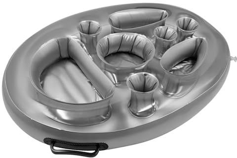 Plateau Flottant Piscine, Bar Gonflable avec 8 Compartiments, Porte Gobelet Flottant 71 x 56 cm pour Boissons Snacks Téléphone, Accessoire Piscine en PVC Renforcé