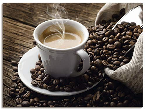 ARTLAND Wanddeko Leinwand Bilder Wandbild 40x30 cm Kaffee Espresso Coffee Cafe Kaffeebohnen Rösterei Getränke T5VA