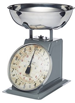 KitchenCraft Industrial Kitchen High-Capacity Heavy-Duty Mechanical Kitchen Scales, Food Weighing Scales for Cooking and Baking, with Bowl, 1 kg (22 lbs) – Grey