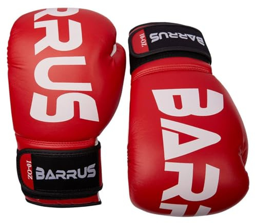 Barrus - Guantoni KickBoxing Muay Thai MMA | Guanti Pugilato Boxe Full Contact (Rosso, 10oz)