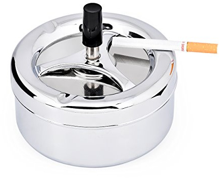 DSstyles 5.5 pulgadas Cenicero de metal giratorio grande con cenicero de cigarrillos para cigarrillos Cigarrillo de humo para fumar - Plata