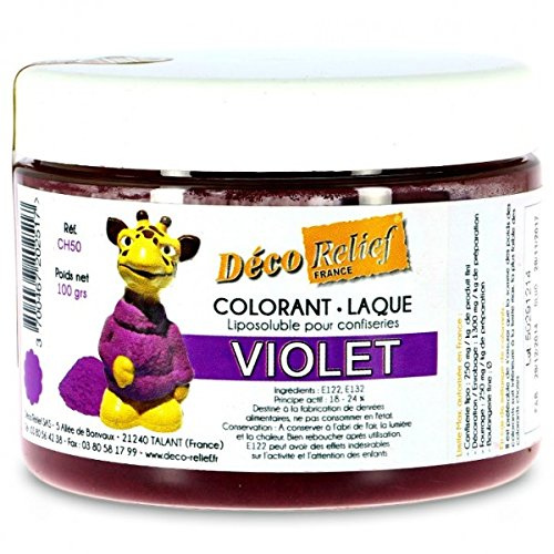 Déco Relief - Colorant Alimentaire Violet 100 g - Colorant Liposoluble en Poudre - Ingrédient Cuisine & Pâtisserie - Pour Crèmes au Beurre, Chocolat, Pâtes d’Amande, Ganaches