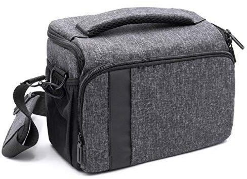 vhbw Kameratasche kompatibel mit Canon EOS Kiss X70, Kiss X80, Kiss X7i Kamera - schwarz/grau, inkl. Schultergurt, 260 x 195 x 150 mm