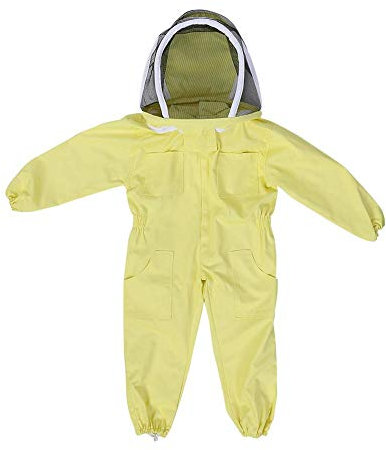 Baumwoll Imkereioverall für Kinder Atmungsaktiver Imkeranzug mit schützendem Kapuzenschleier Unisex Imkerschutzanzug für Kinder über 3 Jahre alt(M)
