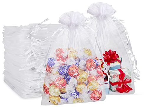 CLTPY 50 Stück Organzasäckchen 20x30 cm Organzabeutel,organzasäckchen groß Organza Säckchen säckchen zum befüllen, Verpackungstüten,Geschenktüten Schmucksäckchen,Party Hochzeit Geschenk Beutel（Weiß）