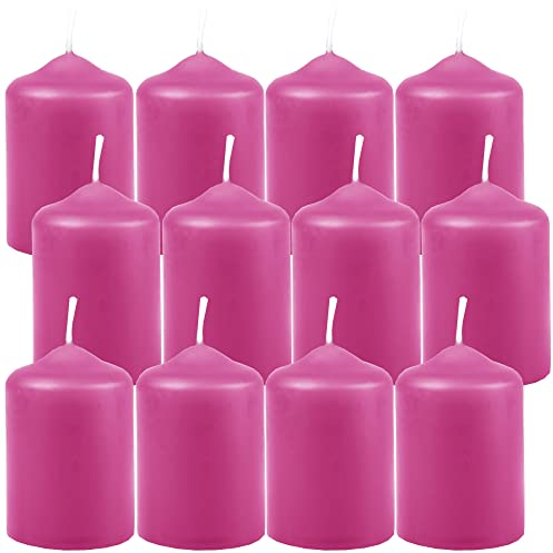 HS Candle Wachskerzen Stumpenkerzen Rose Ø4cm x 6cm (12 Stück) Teelicht Durchmesser, in vielen Farben - Hergestellt in EU - Kerzen Blockkerzen - Wachs