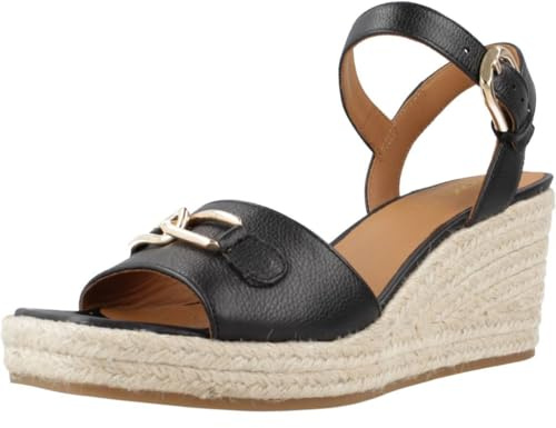 Geox Sandalo da donna D PANAREA C Wedge, nero, 36 EU, Nero, 36 EU