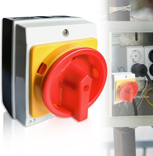 3 Poliger Hauptschalte,16A Hauptschalter Leistungsschalter, IP65 Trennschalter Lasttrennschalter Aufputz Schalter mit Kunststoffgehäuse, Drehschalter zum Verbinden Schalter und Trennen Stromkreisen