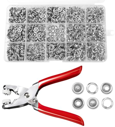 YUUTIAL Juego de 200 botones a presión de metal con alicates, kit de cierres a presión sin costura, kit de botones a presión a prueba de óxido para ropa de tela, bolsos, manualidades