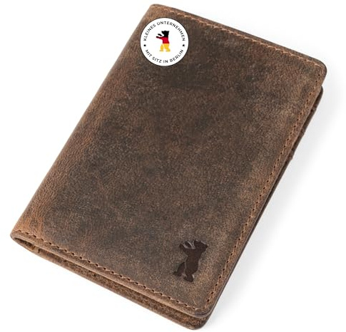 Berliner Bags Vintage Kartenetui Porto, Geldbörse aus Leder mit TÜV-geprüftem RFID-Schutz, Geldbeutel mit Geschenkbox, für Damen und Herren - Braun