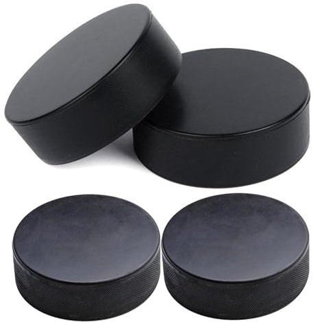 Lot de 4 pucks de hockey sur glace – Pucks officiels de hockey sur glace, équipement de hockey léger pour l'entraînement en intérieur, glisse rapide, partenaire d'entraînement parfait, qualité