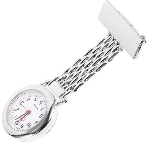 Holibanna Reloj de Enfermera Clip de Solapa Plateado, Esfera Luminosa, Resistente y Práctico para Personal Médico en Turnos Nocturnos, Tamaño Compacto, 1 Unidad