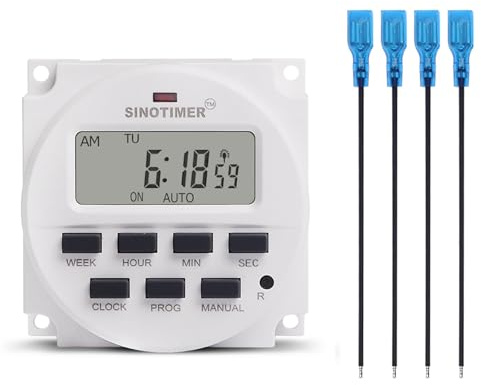 SINOTIMER 7-Tage Programmierbarer Zeitrelais DC 12V 16A Digitale Zeitschaltuhr Relais Schalter LCD Display Zweites Intervall mit 4-Anschluss-Drähten