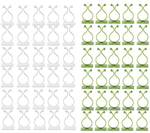 DLPRK 60 pièces Support Clips pour Plante Grimpante, Crochet Fixateur Mural Auto-adhésif, Tuteur Plante Grimpante, Accroche Plante Grimpante, Décoration de la Maison (Blanc, Vert)