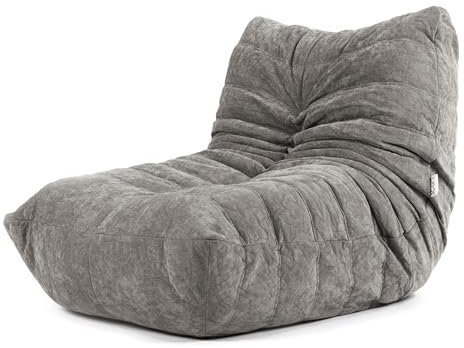 Icon Enzo Bodenstuhl mit Rückenlehne, Grau, Chenille Stoff, Bequemer Stuhl mit Schaumstofffüllung inklusive, Bodensofa, Wohnzimmermöbel, Schlafzimmerstuhl, Loungesessel, Akzentstuhl