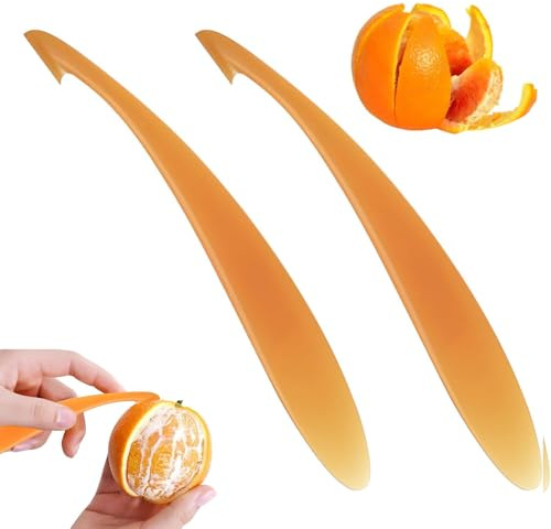2 Pcs Orange Peelers, Plastic Orange Peeler Tool, Long Handled Easy Peeler, for Oranges, Lemons, Mangoes, Portable Kitchen Gadget, Handy Fruit Peeling Accessory for Home or Travel