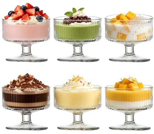 Gviix Dessert Cups Set of 6, 180 ML Dessert Bowls, Ice Cream Salad Bowls, Versatile Dessert Bowls, Ideal for Mousses, Puddings, Desserts and Other Party Supplies