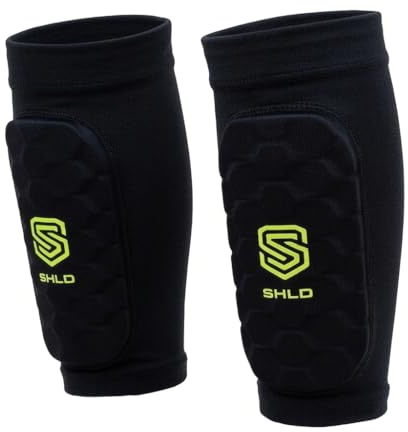 SHLD Sports Kids Shin Pad Sleeves Ages 3-5, Ultra Light Protective Football Built-in Shin Guard Sleeves for 3 4 5 Year Old Children Boys & Girls (Small)