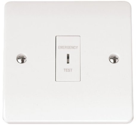 White Emergency Lighting Double Pole Test Key Switch inc Key