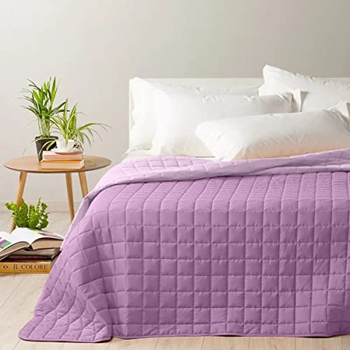 Caleffi - Tagesdecke, gesteppt, modern, einfarbig, für Doppelbett, Orchidee
