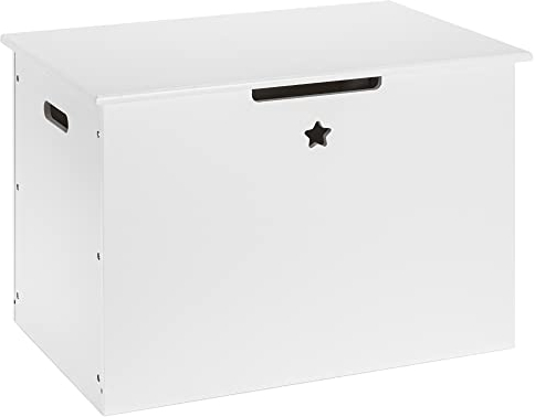 Navaris Spielzeugtruhe aus Holz mit Deckel - Truhe Sitzbank Spielzeugkiste für Kinder - 60 x 38 x 42 cm Holzkiste für Kinderzimmer groß - Weiß