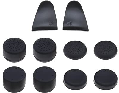OTOTEC 4 Pairs Thumb Grips with 1 Pair R2 & L2 Trigger Extenders Compatible with PS5 Controller Thumbsticks Joystick Cover Rubber Thumb Caps