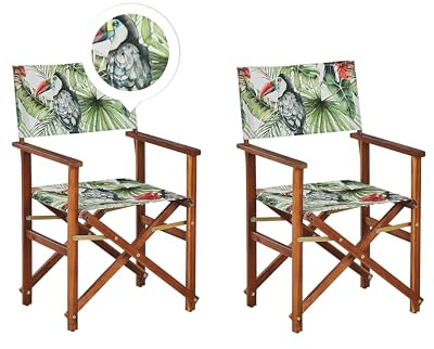 Set di 2 Sedie da regista per Giardino in Legno Scuro Tucani multicolore