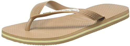 Havaianas Unisex Brasil Logo Flip Flops, Rose Gold, 8 UK