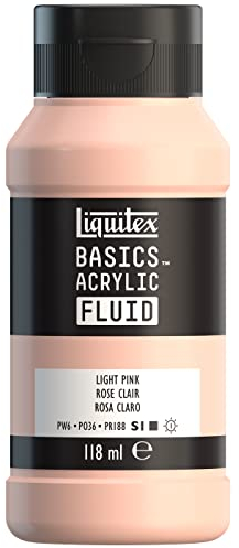 Liquitex 8870391 Basics Fluid Acrylfarbe mit fließender Konsiszenz, schnell trocknend, lichtecht, wasserfest, auf Wasserbasis, 118ml Flasche - Rosa Hell