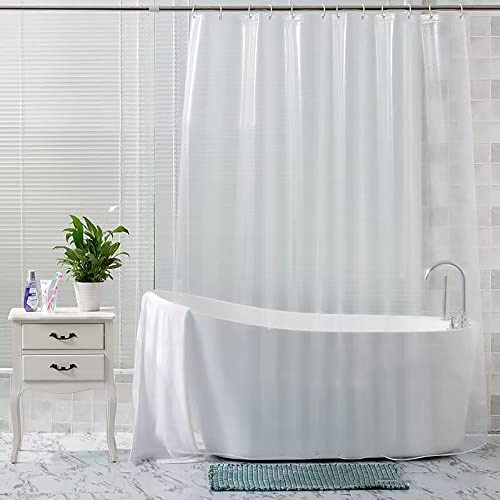 Lkw Ogechi transparent duschdraperi tjockt extra brett 180 cm-300 cm, 200 cm fall PVC baddraperi, 200 x 200 cm snabbtorkande klart duschdraperi, vattentätt antitimulerat genomskinligt badrumsdraperi