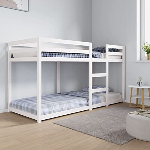 Tidyard Våningssäng Vit 80 x 200 cm i massivt furuträ