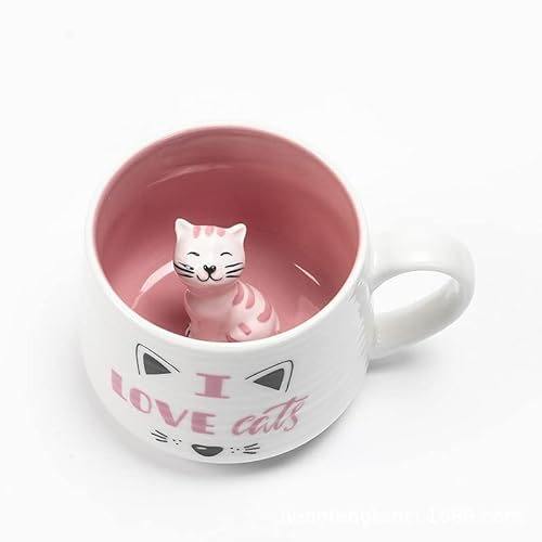 TENMEDARY 3D Tier Katzentasse 300ml Keramik Tasse Katze Teetassen Süße Becher Katzen Geschenke für Frauen (Kätzen)