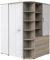Lomadox begehbarer Eckkleiderschrank, Kleiderschrank mit Falttür Jugendzimmer mit Beleuchtung in Eiche Nb. mit weiß, B/H/T: ca. 124/201/148 cm