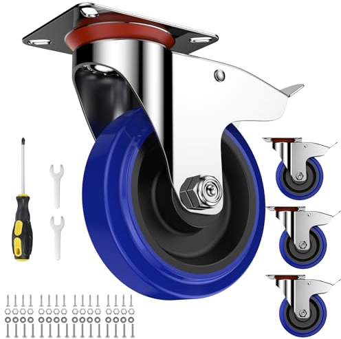 Forever Speed 4 Ruedas de Transporte con Freno Ruedas Giratorias 125mm Hasta 300kg Ruedas de Industriales Accesorios de Montaje Incluidos Ruedas de Muebles Ruedas de Servicio Pesado Galvanizado